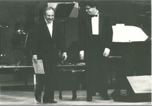 Performing with his father, the Cuban composer, at Carnegie Hall.