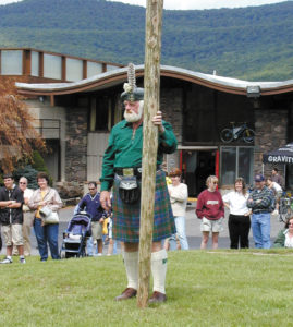 Getting ready to toss the caber.