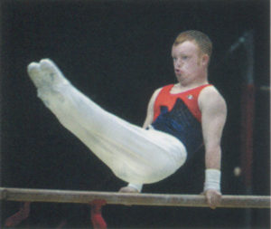 Miles Middleton of Great Britian competes on the parallel bars at the RDS on June 24.