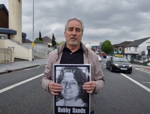 During a white-line vigil commemorating the 43rd anniversary of the death of hunger strike martyr Óglach Bobby Sands MP, fellow hunger striker Pat Sheehan MLA remembers a meeting with Bobby in the H-Blocks as he embarked on hunger strike.