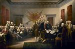 John Trumbull portrayed Thomson standing across the table from the Committee of Five in his 1818 painting Declaration of Independence.