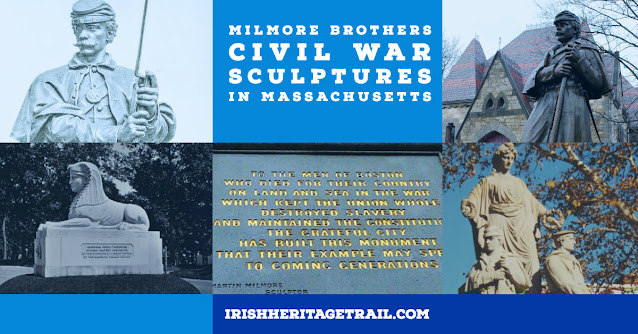 Top left: Roxbury Civil War Soldier; Bottom left: American Sphinx, Cambridge; Top right: Framingham Civil War Soldier; Bottom right: Charlestown Civil War Statue.