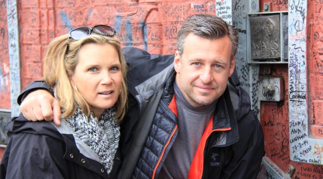 McMahon and his wife, Jennifer, at a peace wall in Belfast-2015.