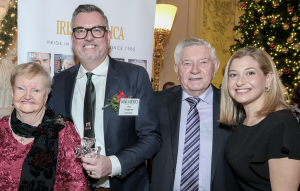 Phil Gaughran with his parents, Ann and Patrick, and his wife Alison Arons.