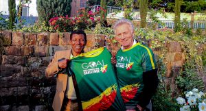 Eamonn Coghlan with good friend and fellow running legend Haile Gebreselassie, founder of the Great Ethiopian Run.