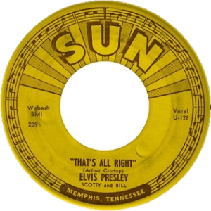 The single for "That's All Right" recorded by Elvis Presley on July 5, 1954 and released on July 19, 1954. Photo: Wilipedia