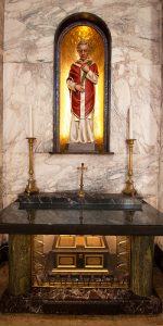 The Shrine of St Valentine is in Our Lady of Mount St. Carmel on Whitefriar Street Church, Dublin.